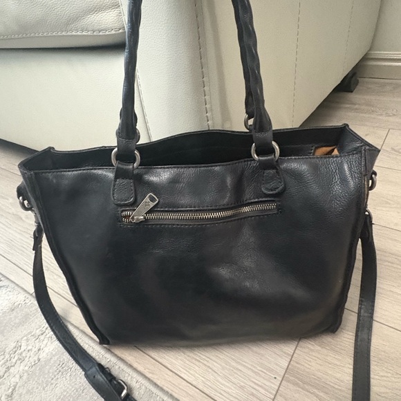 Patricia Nash Black Leather Studded Double Handles Zipper Satchel Bag - Picture 3 of 11